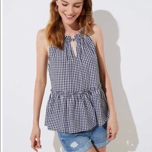 Loft Gingham Peplum Halter Cami